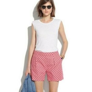 Madewell Tulip Tree Printed Red White Trouser Deck Shorts Cotton Linen 2